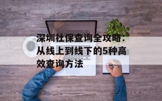 深圳社保查询全攻略：从线上到线下的5种高效查询方法