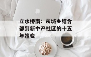 立水桥南：从城乡结合部到新中产社区的十五年嬗变