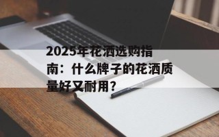 2025年花洒选购指南：什么牌子的花洒质量好又耐用？