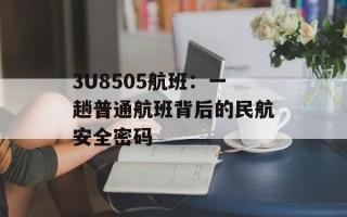 3U8505航班：一趟普通航班背后的民航安全密码