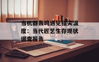 当机器轰鸣遇见指尖温度：当代匠艺生存现状调查报告
