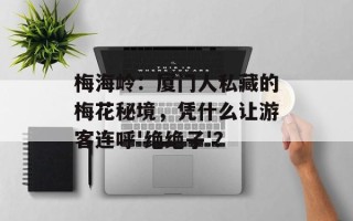 梅海岭：厦门人私藏的梅花秘境，凭什么让游客连呼'绝绝子'？