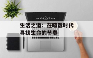 生活之道：在喧嚣时代寻找生命的节奏