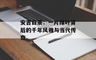安吉白茶：一片绿叶背后的千年风雅与当代传奇