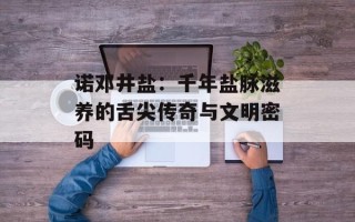 诺邓井盐：千年盐脉滋养的舌尖传奇与文明密码