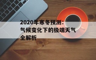 2020年寒冬预测：气候变化下的极端天气全解析