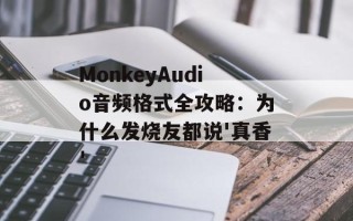 MonkeyAudio音频格式全攻略：为什么发烧友都说'真香'