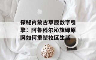探秘内蒙古草原数字引擎：阿鲁科尔沁旗绿原网如何重塑牧区生活