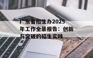 广东省招生办2025年工作全景报告：创新与突破的招生实践