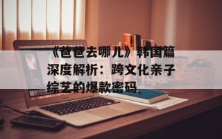 《爸爸去哪儿》韩国篇深度解析：跨文化亲子综艺的爆款密码